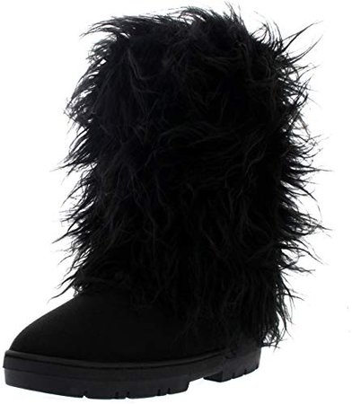 Amazon.com | Holly Womens Long Covered Rain Winter Warm Tall Snow Boots - 9 - BLA40 EA0375 Black | Knee-High