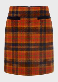Wool Orange & Navy Plaid skirt