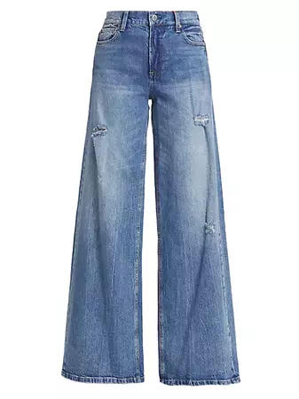Shop Alice + Olivia Trish High-Rise Distressed Baggy Jeans | Saks Fifth Avenue