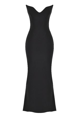 Clothing : Maxi Dresses : 'Sabine' Black Strapless Corset Dress