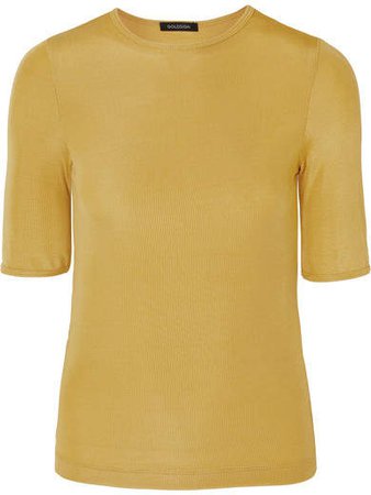 The Bound Ribbed Stretch-jersey T-shirt - Yellow