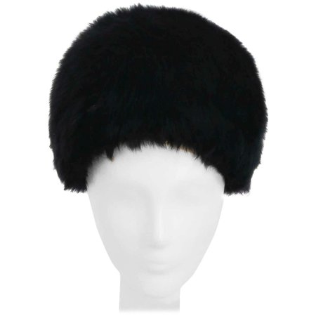 1960s Black Rabbit Fur Hat