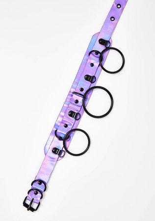 Purple Hologram Matte Black O-Ring Choker | Dolls Kill