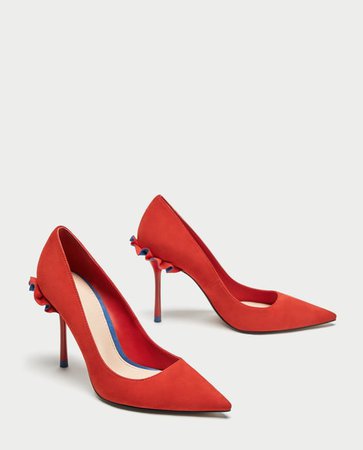 LEATHER HIGH HEEL COURT SHOES WITH RUFFLE TRIMS - Leather-SHOES-WOMAN | ZARA United Kingdom