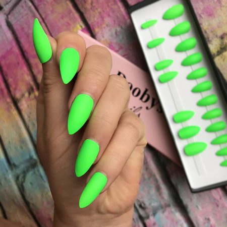 Neon Green Matte Stiletto – Doobys Nails