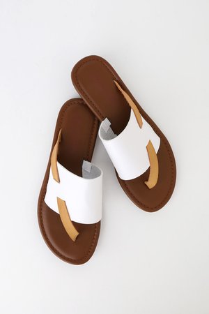 Seven Dials Seagrove - White Thong Sandals - Flat Sandals