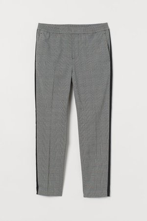 Suit Pants with Side Stripes - Black/plaid - | H&M US