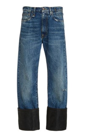 Axl Leather-Cuff High-Rise Straight-Leg Jeans By R13 | Moda Operandi