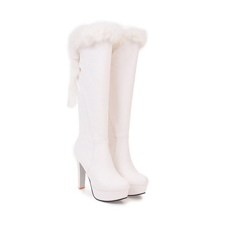 Size 32 To 43 With Box Beautiful Bridal Wedding Shoes Winter White Fur Boots Luxury Women Knee High Boots Cute Shoes Boots From Tradingbear, $0.02| DHgate.Com
