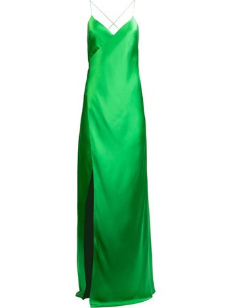 Michelle Mason cross-strap silk wrap gown - FARFETCH