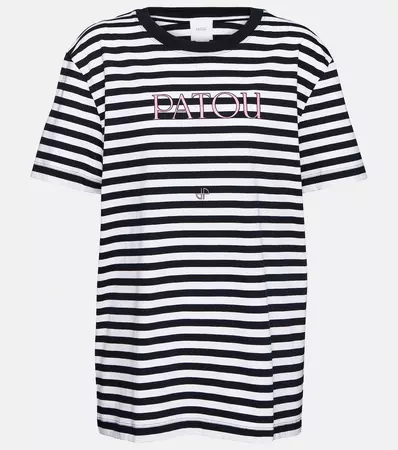 Striped Cotton T Shirt in Black - Patou | Mytheresa