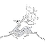 CZ Sika Deer Brooch, Christmas Animals Brooch Pin Paved by Cubic Zirconia Crystals (Gold): Jewelry