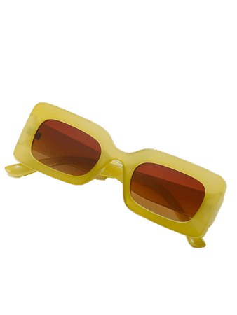 Yellow Rectangle Frame Glasses