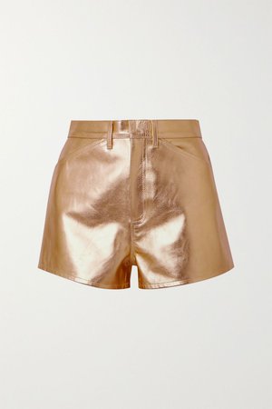 Gold Metallic leather shorts | SPRWMN | NET-A-PORTER