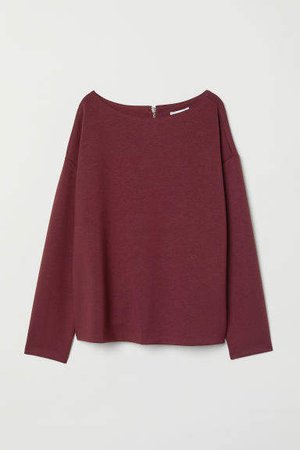 Boat-necked Jersey Top - Red