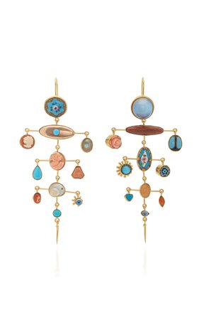 Multi Layer Balance With Coral Victorian Drops Earrings by Grainne Morton | Moda Operandi