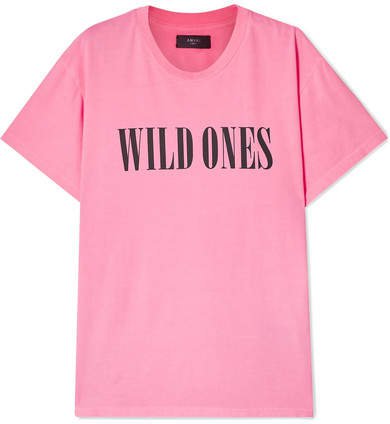 Wild Ones Printed Neon Cotton-jersey T-shirt - Bright pink