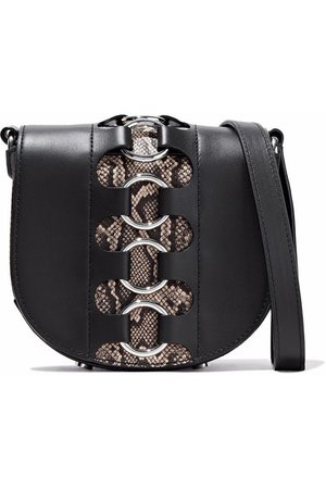 Ring-embellished snake effect-paneled leather shoulder bag | ALEXANDER WANG | Sale up to 70% off | THE OUTNET
