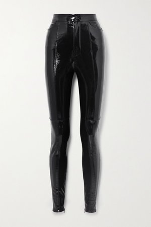 Black Paneled patent-leather and crepe leggings | David Koma | NET-A-PORTER