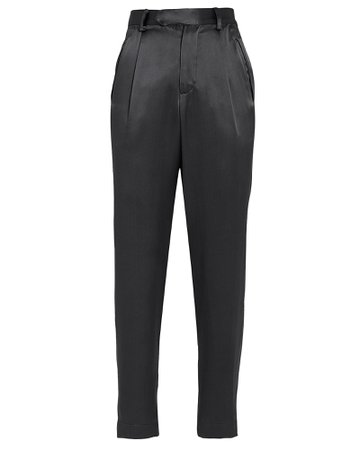 Silk Tapered Cropped Trousers