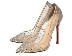 Christian Louboutin Crystal Embellished Mesh Follies Glitter Heel Pumps Regular (M, B) Listed By Tina - Tradesy