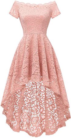 Amazon.com: Dressystar Women's Lace Off Shoulder Cocktail Hi-Lo Bridesmaid Swing Dress: Clothing