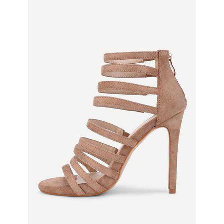 Sandals | Shop Women's Pink Strappy Zipper Back Heeled Sandals at Fashiontage | 42b9de2c-0-color-pink-size-eur36