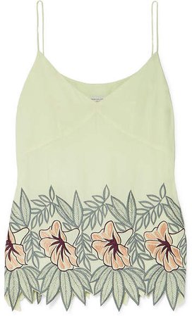 Embroidered Crepe Camisole - Pastel yellow