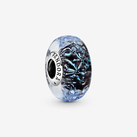 Wavy Dark Blue Murano Glass Ocean Charm | Pandora GB
