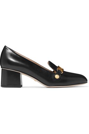 Gucci | Sylvie chain-embellished leather pumps | NET-A-PORTER.COM