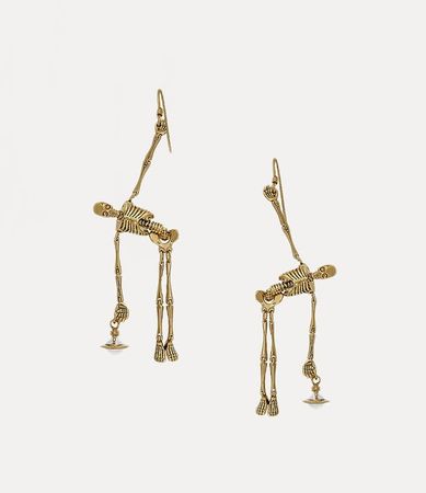 Skeleton Earrings in Gold | Vivienne Westwood®