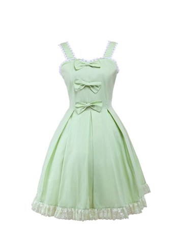 Antaina Light Green Cotton Bows Ruffle Sweet Victorian Lolita Cosplay Dress