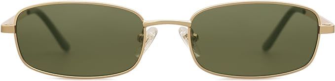 SOJOS Retro Hippie Rectangle Sunglasses 70s 80s Small Narrow Y2K Trendy Sunnies SJ1187, Gold/Grey : Amazon.ca: Clothing, Shoes & Accessories