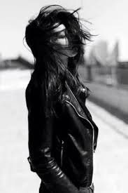 aesthetic badass girl leather jacket face hidden by hair - Google Search