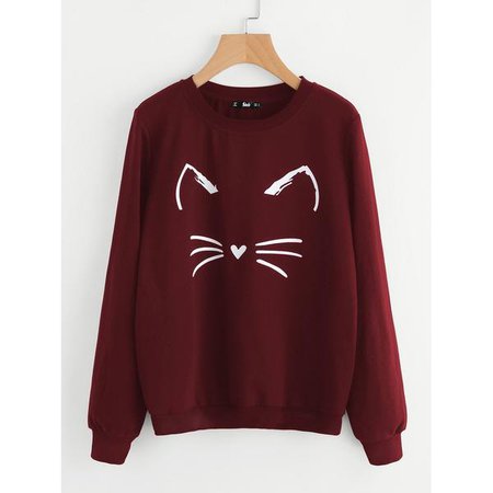 Sweatshirts | Shop Women's Burgundy Round Neck Long Sleeve Sweatshirt at Fashiontage | de99b3a2-1-color-burgundy-size-s