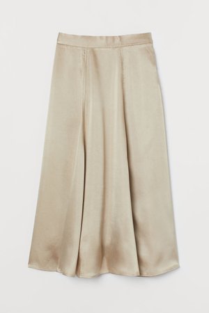 Satin Skirt - Beige - | H&M US