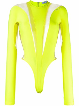 Mugler sheer-panels long-sleeved Bodysuit - Farfetch