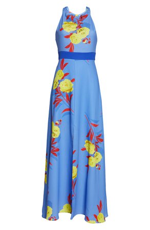 Foxiedox Polly Tropical Floral Maxi Dress blue