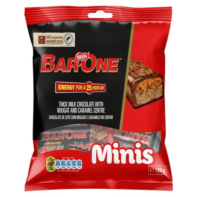 Nestle Bar One Mini Bag 189g | Pre-Packed Chocolates | Chocolate Bars, Bags & Packs | Chocolates & Sweets | Chocolates, Chips & Snacks | All Products | Pick n Pay