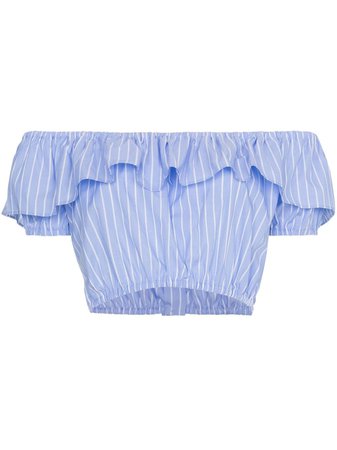 Blue Miu Miu Off-shoulder Strap Cropped Top | Farfetch.com