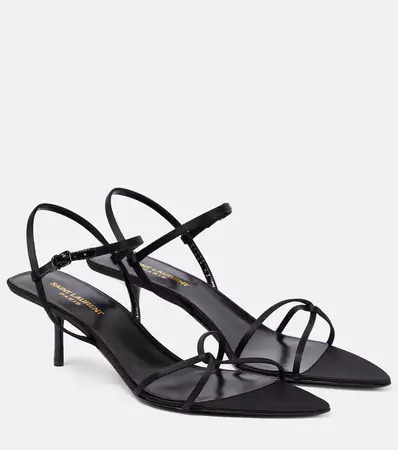 Clara 55 Satin Sandals in Black - Saint Laurent | Mytheresa
