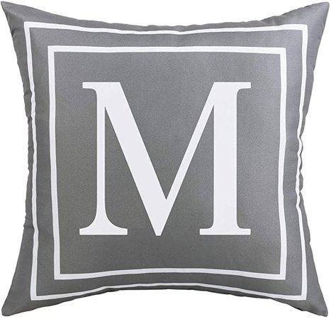 Amazon.com: ASPMIZ Throw Pillow Covers English Alphabet M Pillow Covers, Initial Pillowcases Gray Letter Throw Pillow Covers, Decorative Cushion Cover for Bed Bedroom Couch Sofa (Gray, 18 x 18 inch): Home & Kitchen