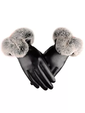 DressLily.com: Photo Gallery - Outdoor PU Leather Faux Fur Gloves