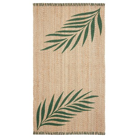 SOMMAR 2020 Rug, flatwoven, green leaves, natural, 80x150 cm - IKEA