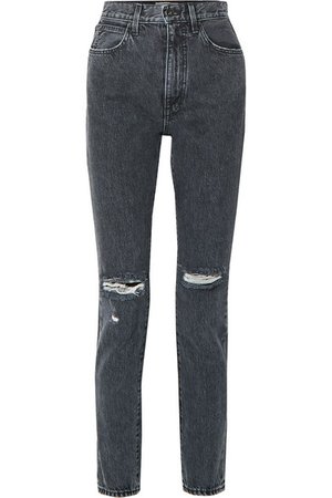 SLVRLAKE | Beatnik distressed high-rise slim-leg jeans | NET-A-PORTER.COM