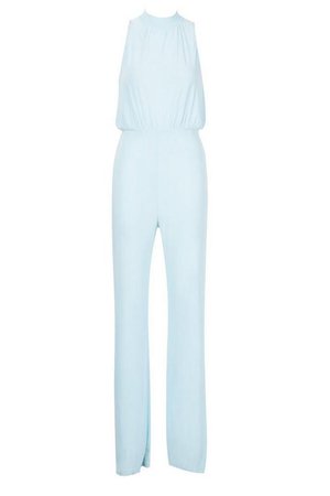 High Neck Ruched Jumpsuit | Boohoo