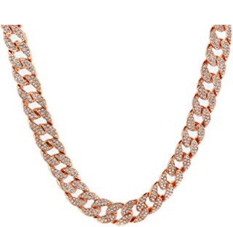 iced out rose gold cuban link chain necklace