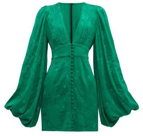 Rat & Boa Floral Jacquard Mini Dress - Womens - Green