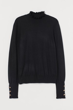 Knit Mock-turtleneck Sweater - Black