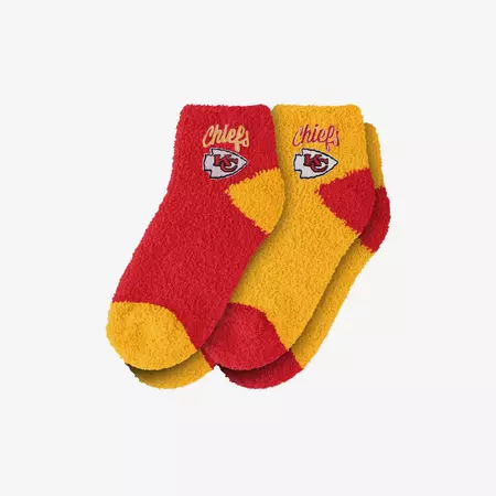 Kansas City Chiefs 2 Pack Womens Script Logo Fuzzy Ankle Socks FOCO